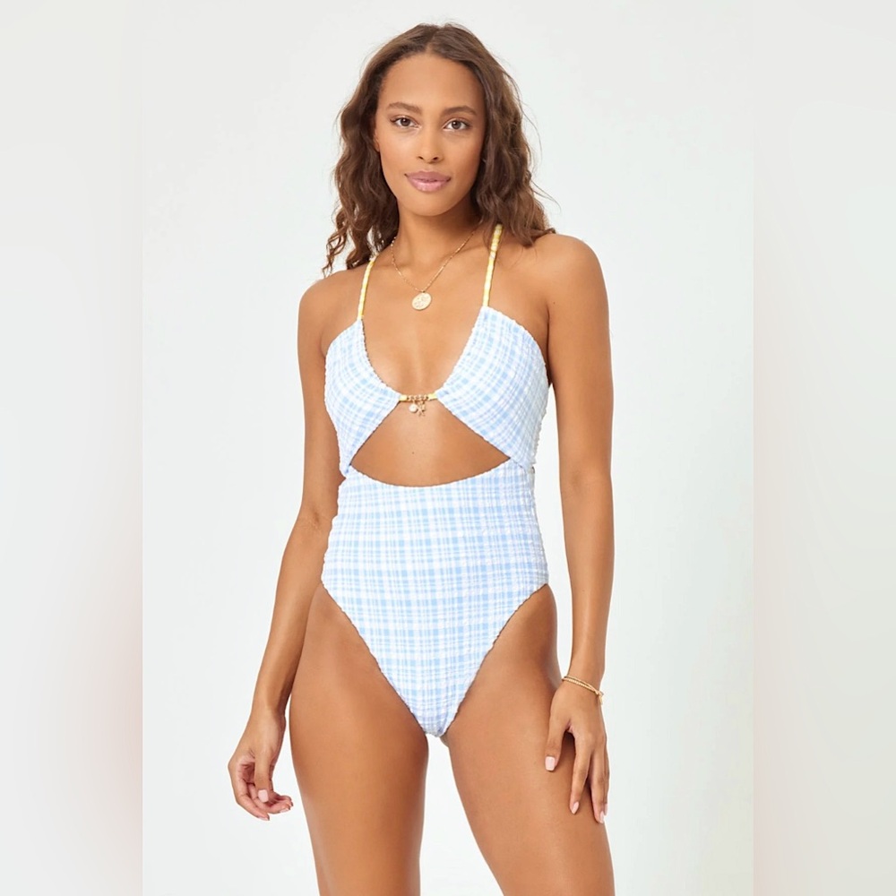 NWT! LSPACE Rizzo One Piece Swimsuit in Powder Blue - Size L